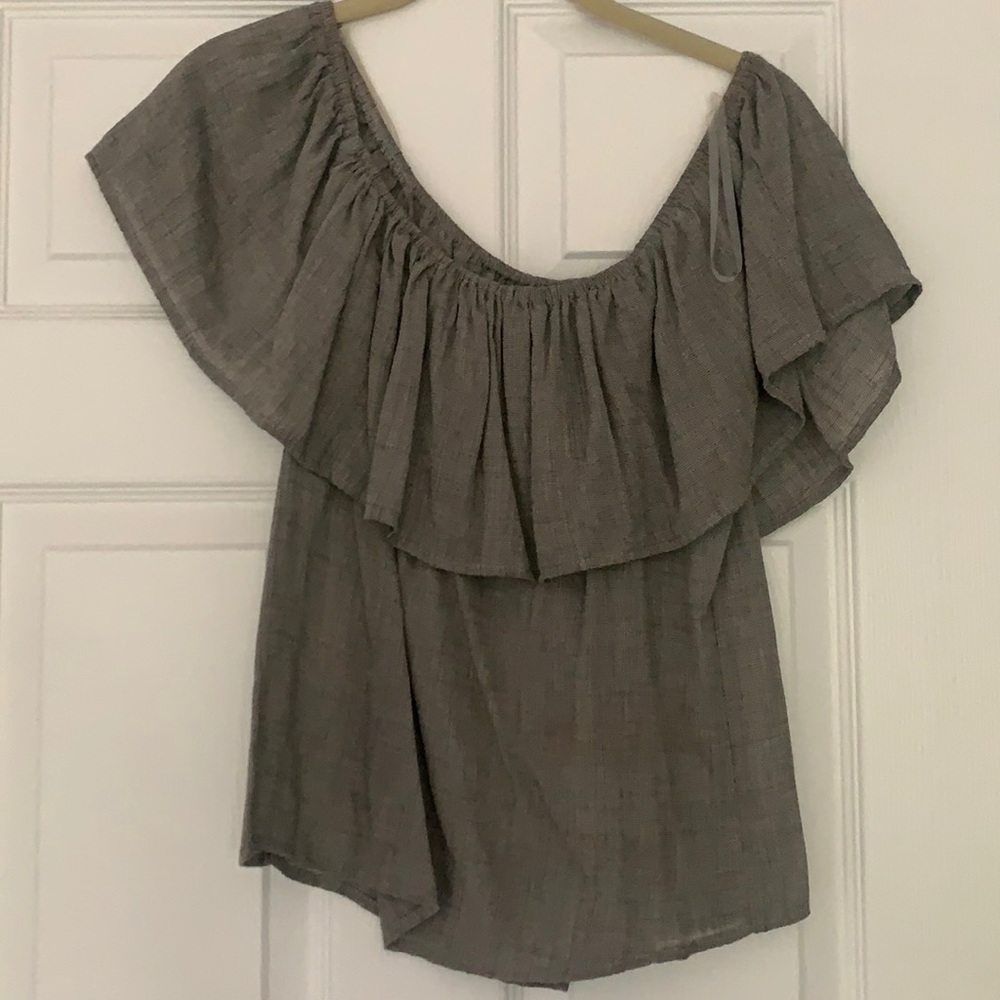 Grey off the shoulder shirt